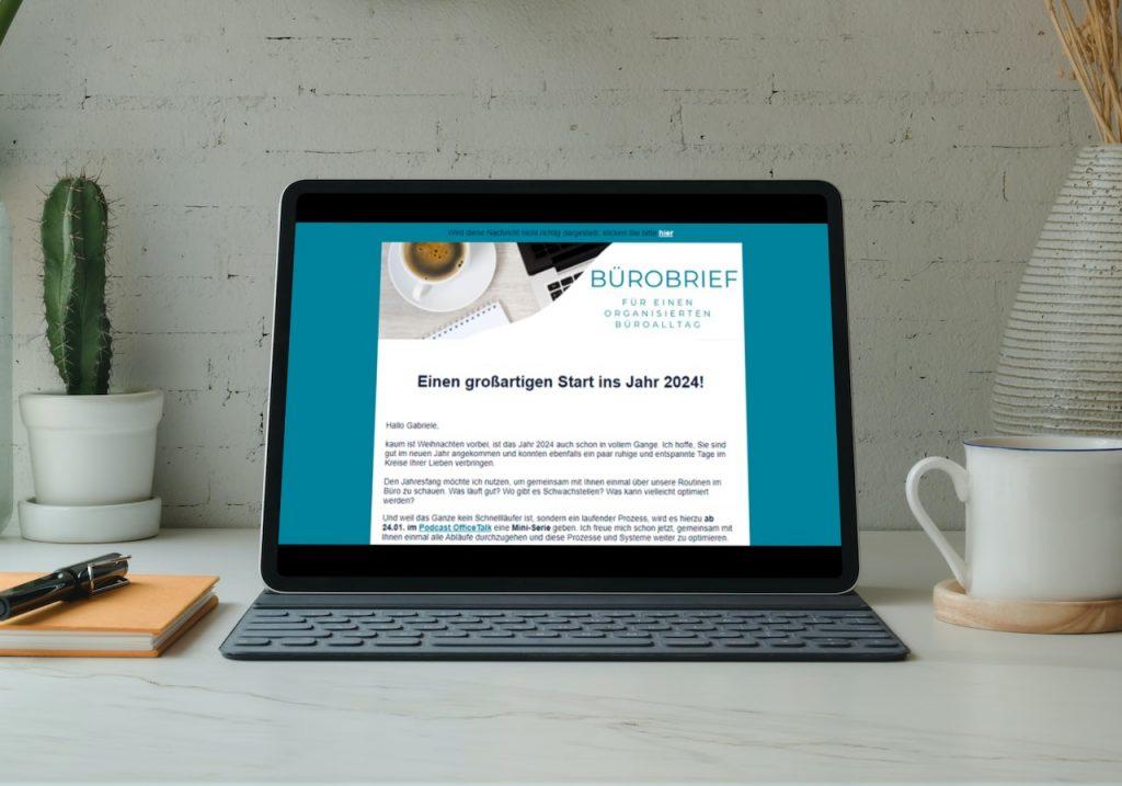 Mit dem Newsletter BÜROBRIEF regelmäßig Tipps und Tricks für einen organisierten Büroalltag
